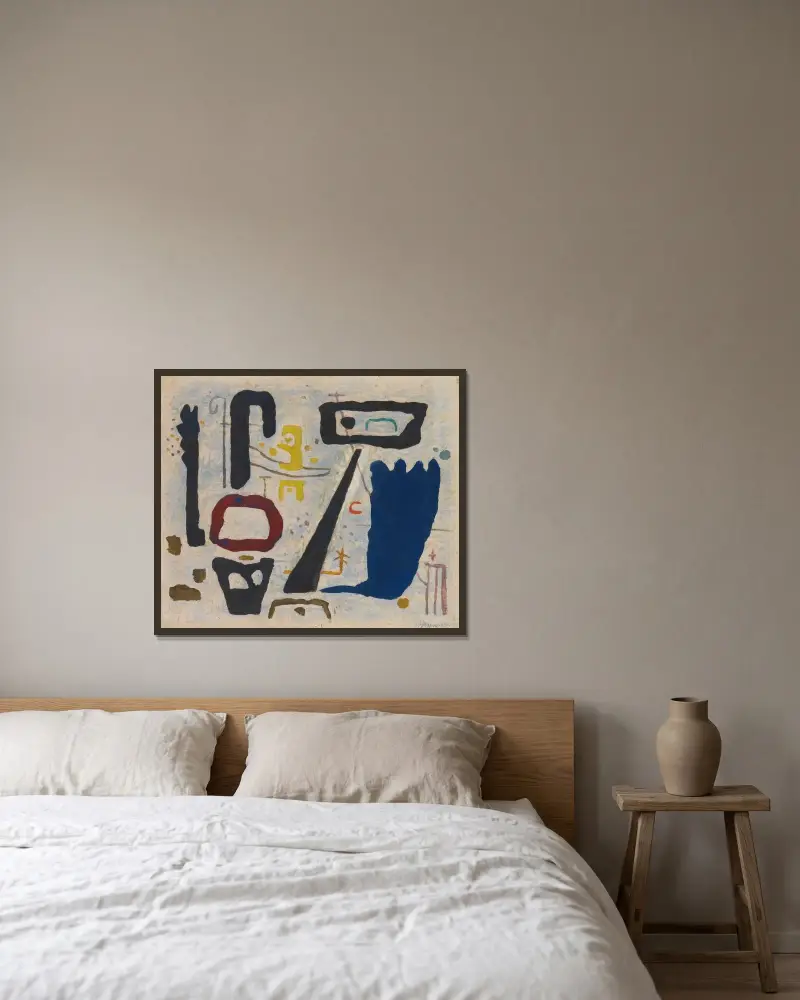 Afrikanisches Duett von Willi Baumeister gerahmt an einer Wand