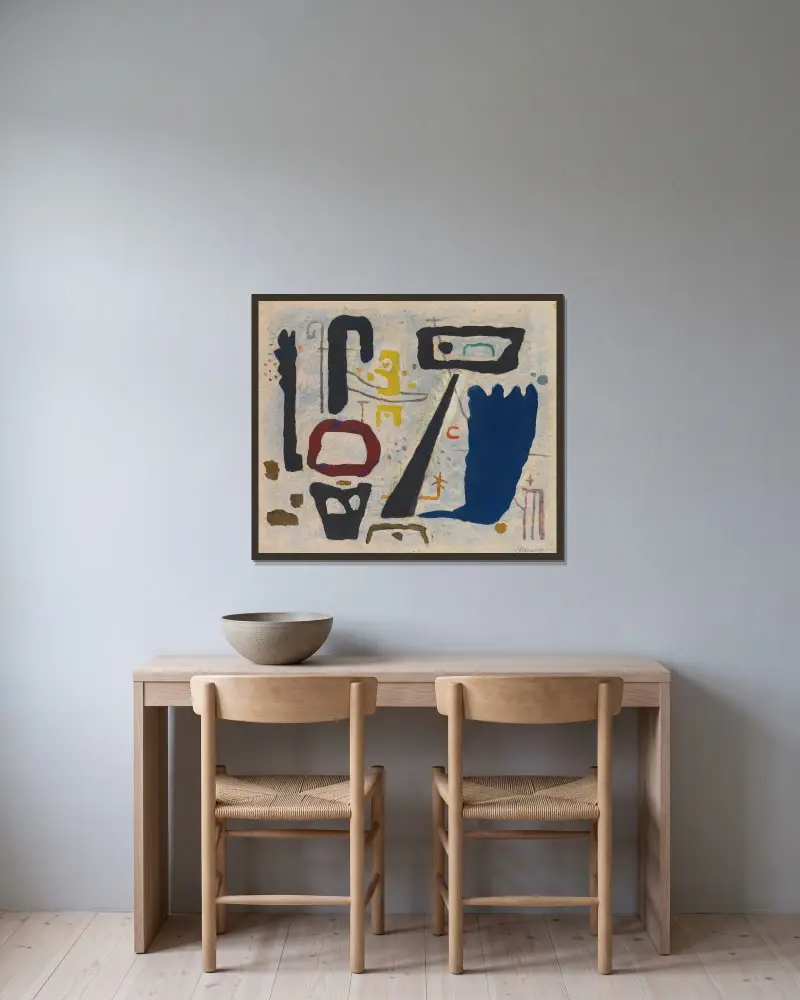 Afrikanisches Duett von Willi Baumeister gerahmt an einer Wand