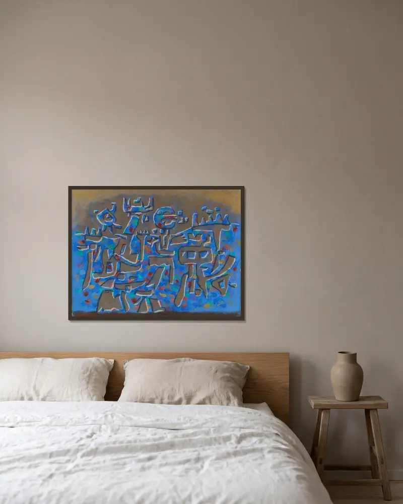 Blaue Mauer von Willi Baumeister gerahmt an einer Wand