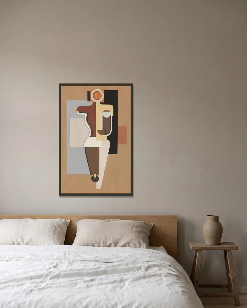 Figur von Willi Baumeister gerahmt an einer Wand