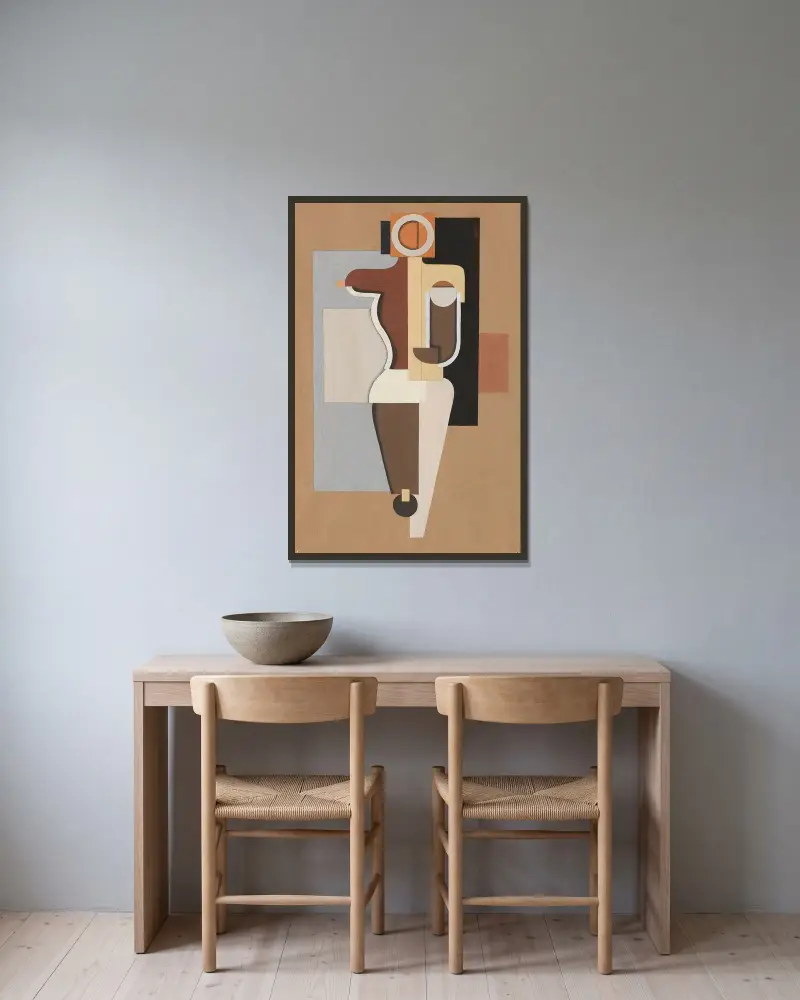 Figur von Willi Baumeister gerahmt an einer Wand