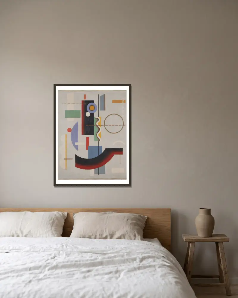 Geometrické plovoucí formy, Willi Baumeister v rámu na stěně