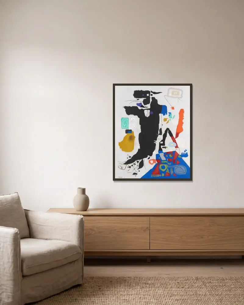 Homunkulus aufsteigend von Willi Baumeister gerahmt an einer Wand