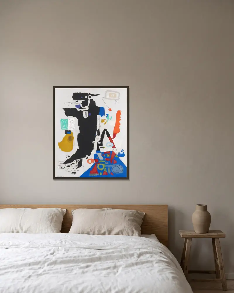 Homunkulus aufsteigend von Willi Baumeister gerahmt an einer Wand