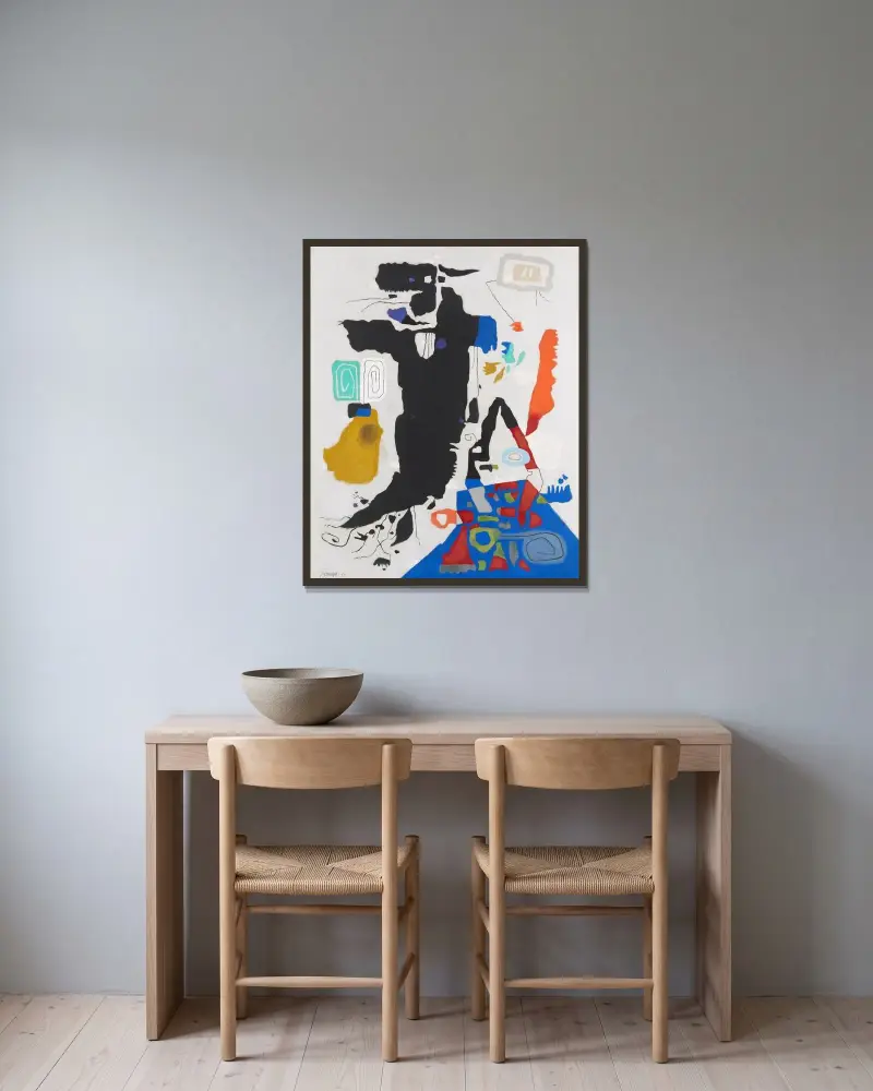 Homunkulus aufsteigend von Willi Baumeister gerahmt an einer Wand