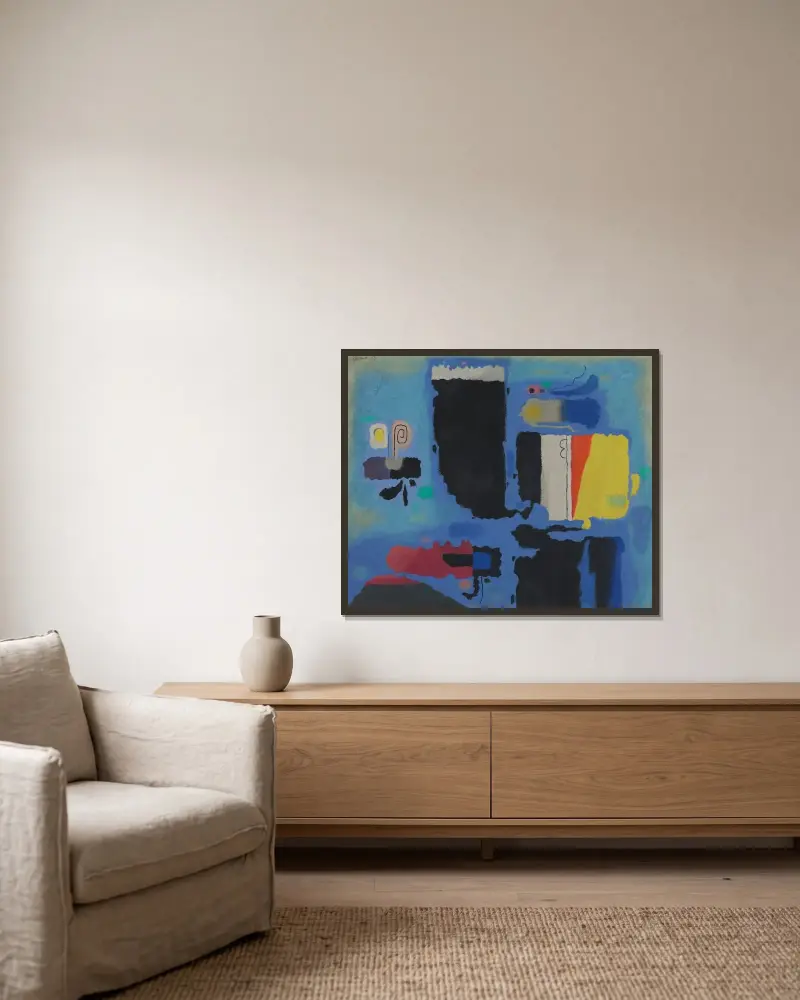 Kessaua, große und kleine Figur von Willi Baumeister gerahmt an einer Wand