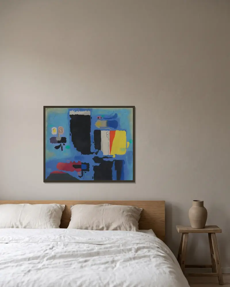 Kessaua, große und kleine Figur von Willi Baumeister gerahmt an einer Wand