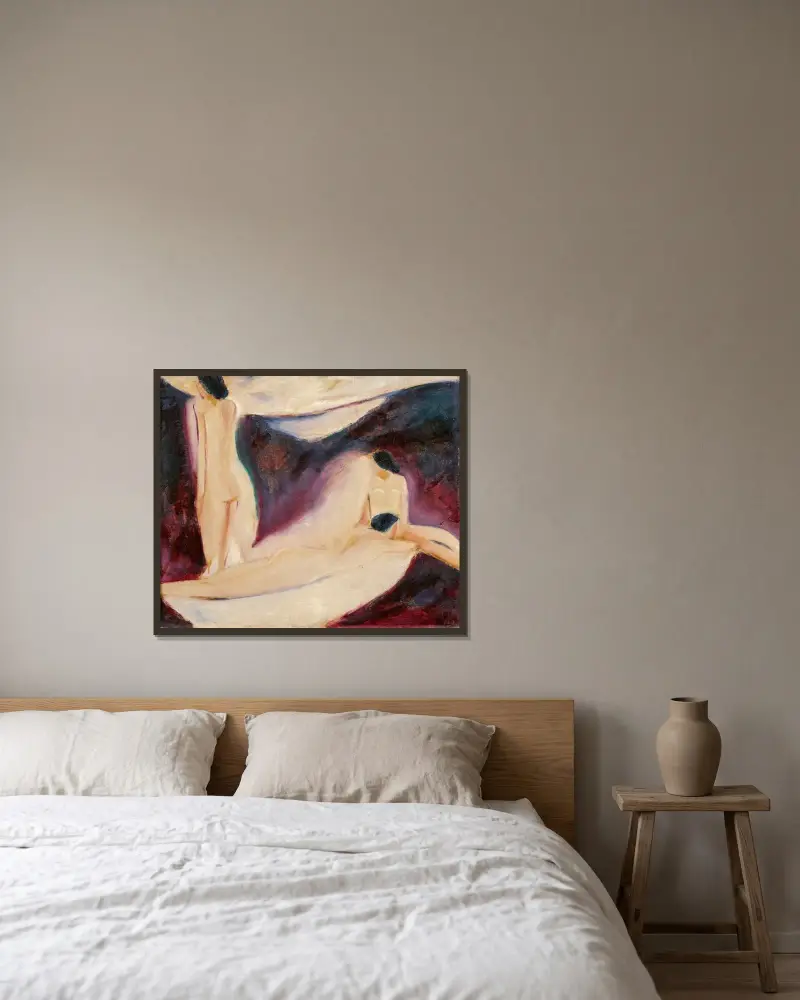 Landschaft mit Schneefleck von Willi Baumeister gerahmt an einer Wand