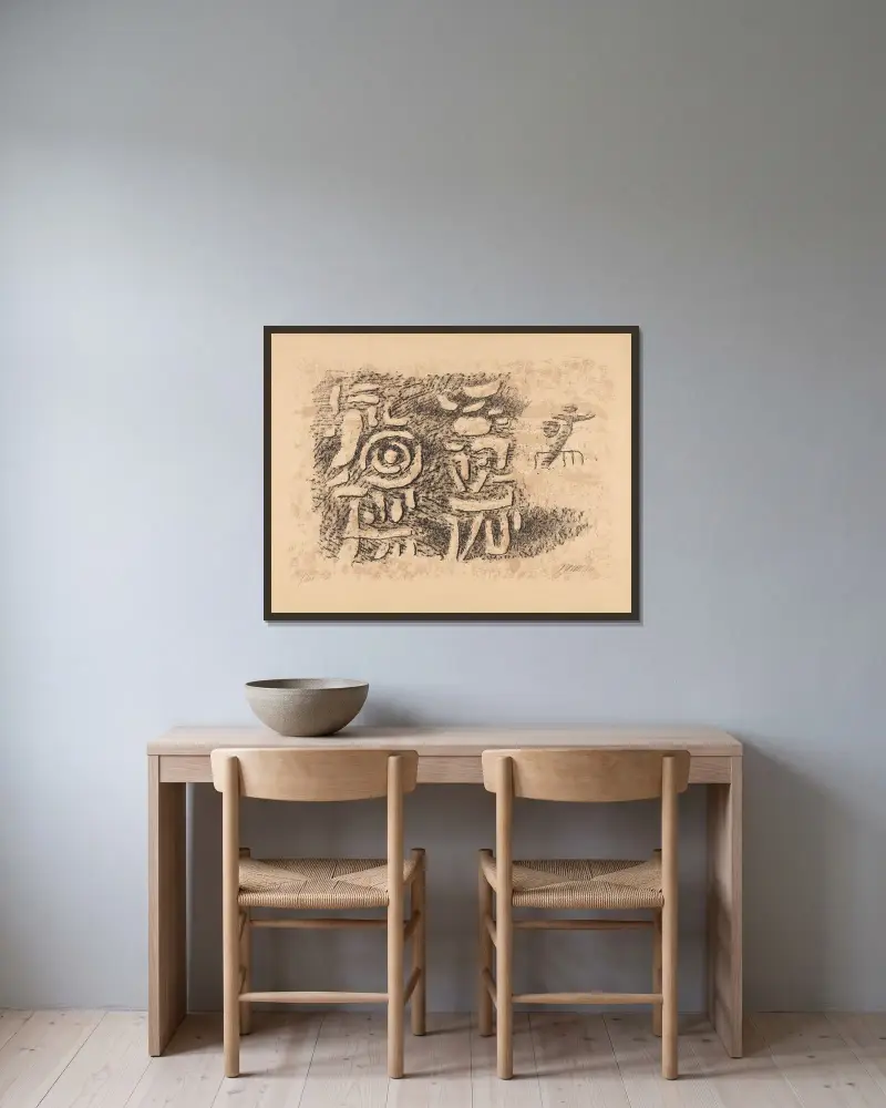 Laß die klage, laß den zorn von Willi Baumeister gerahmt an einer Wand