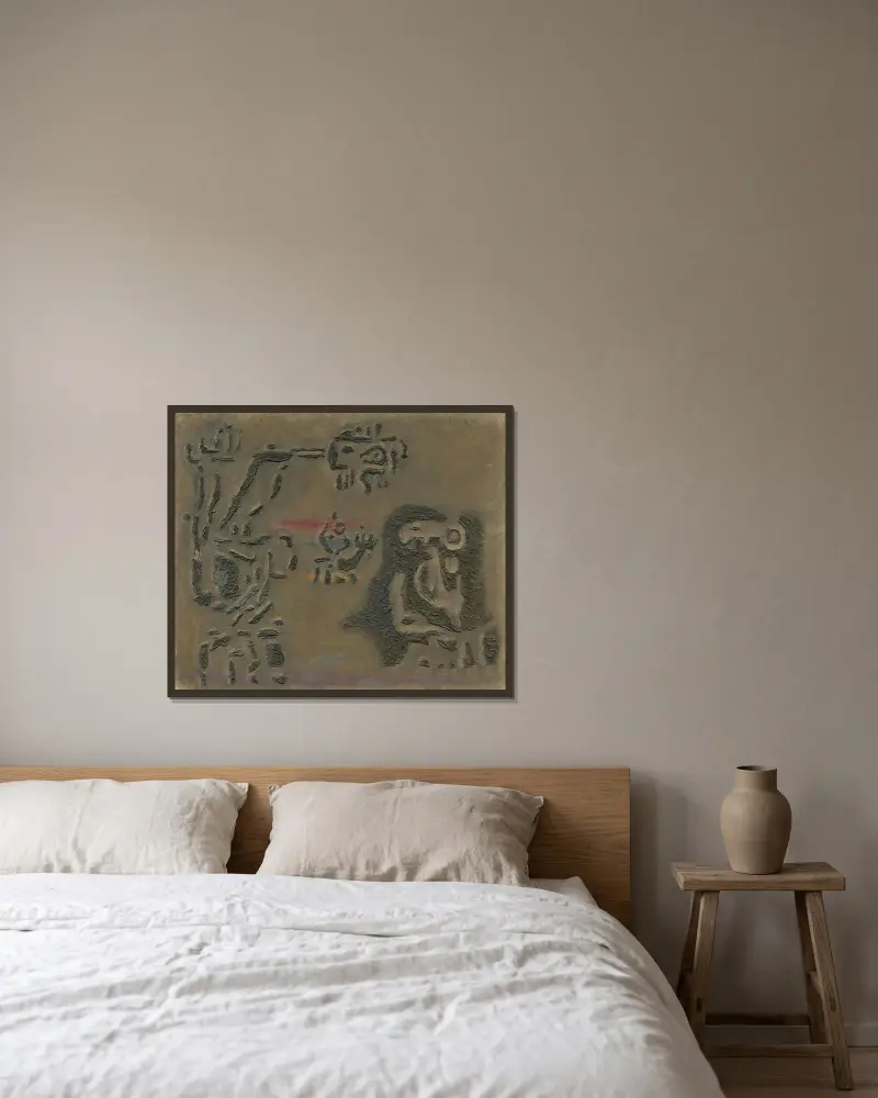Mit dem Ungeheuer Chumbaba von Willi Baumeister gerahmt an einer Wand