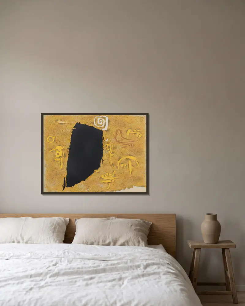 Mit Spirale auf Gelb von Willi Baumeister gerahmt an einer Wand