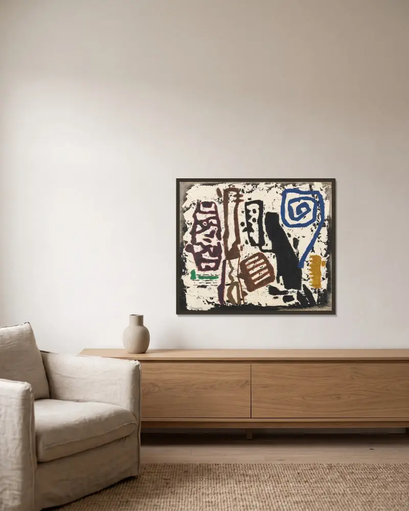 Obu von Willi Baumeister gerahmt an einer Wand