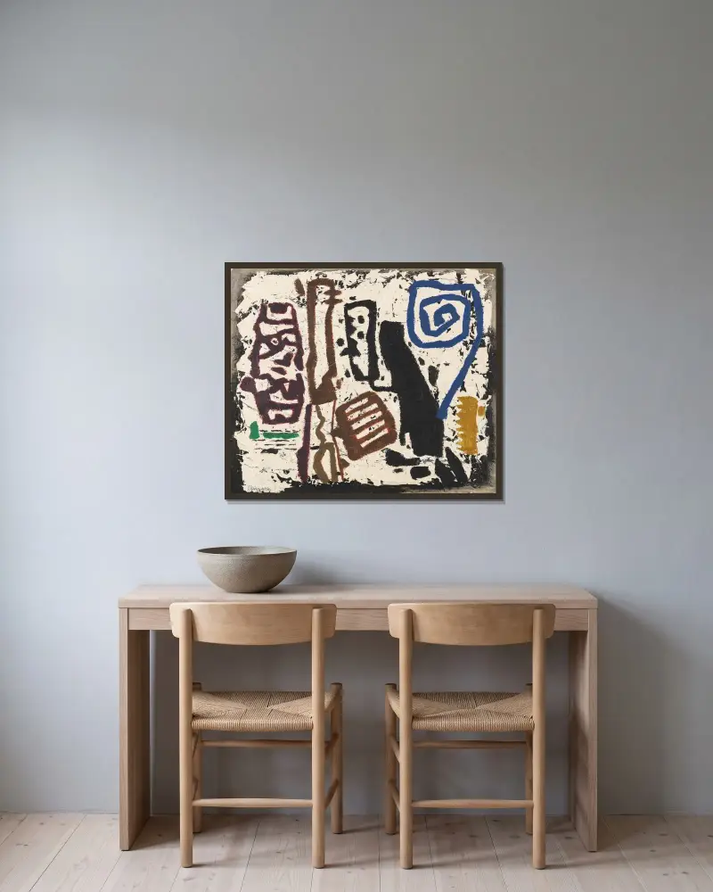 Obu von Willi Baumeister gerahmt an einer Wand
