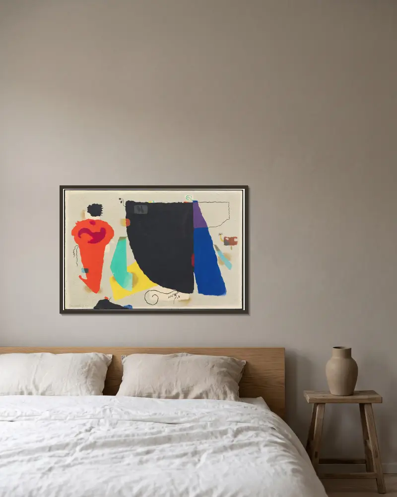 Phantom mit roter Figur, 1953 von Willi Baumeister gerahmt an einer Wand