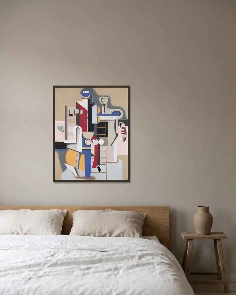 Schwimmer an der Leiter von Willi Baumeister gerahmt an einer Wand