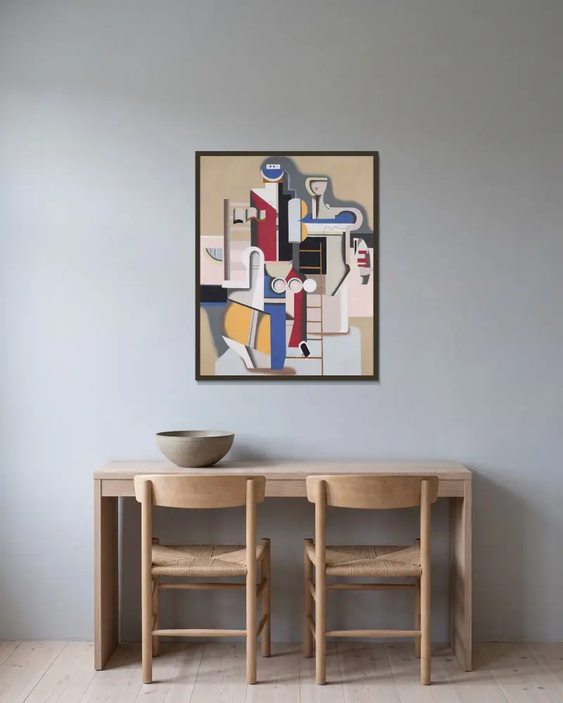 Schwimmer an der Leiter von Willi Baumeister gerahmt an einer Wand
