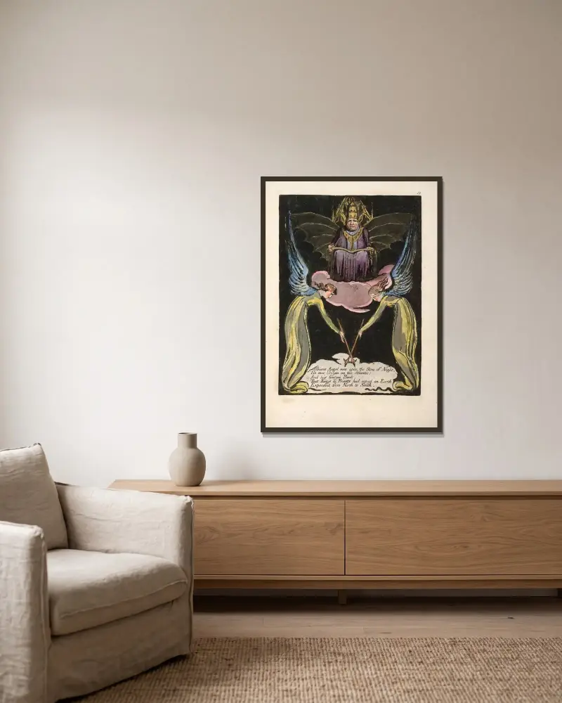 Anioł Albionu powstał, William Blake w ramie na ścianie