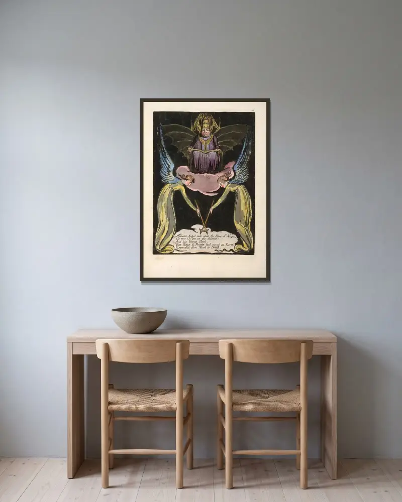 Anioł Albionu powstał, William Blake w ramie na ścianie