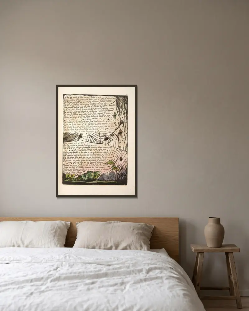 Und die Wolken und die Feuer …, 1794 – Nr. 2 von William Blake gerahmt an einer Wand