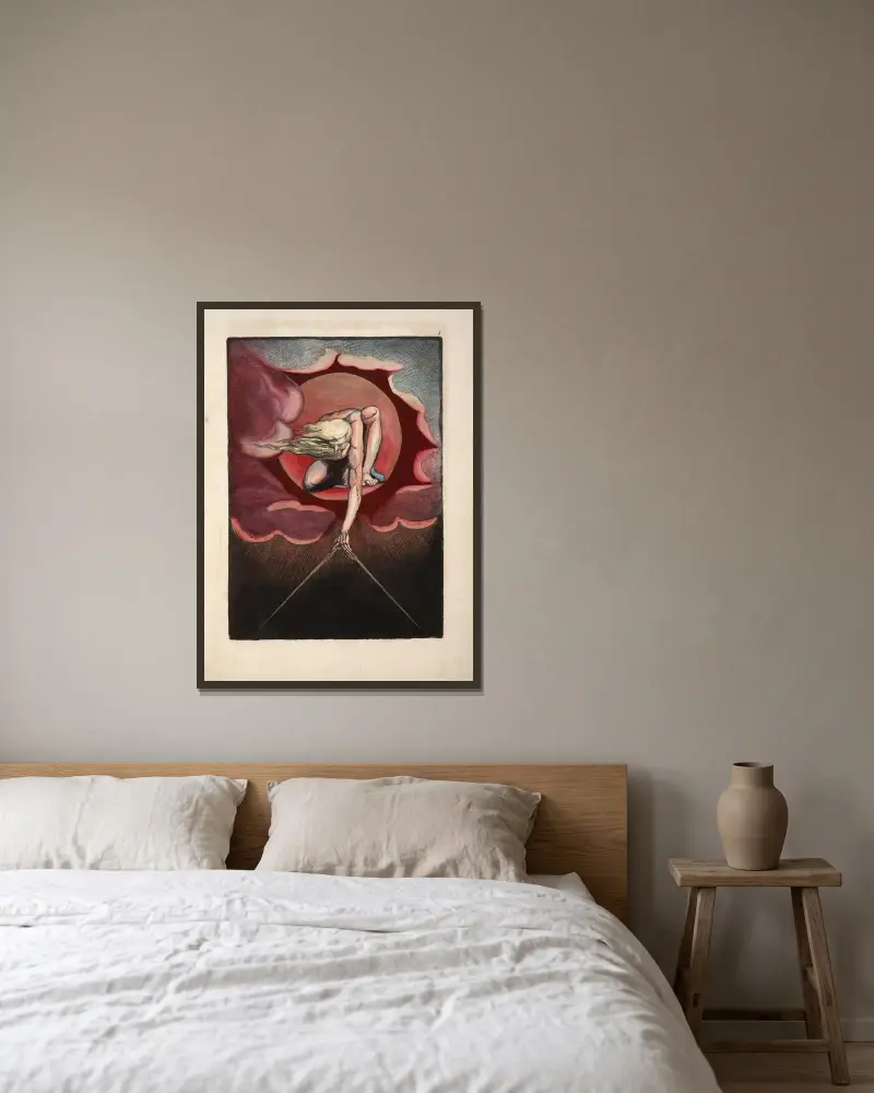 Frontispis (Prastarý dnů), William Blake v rámu na stěně