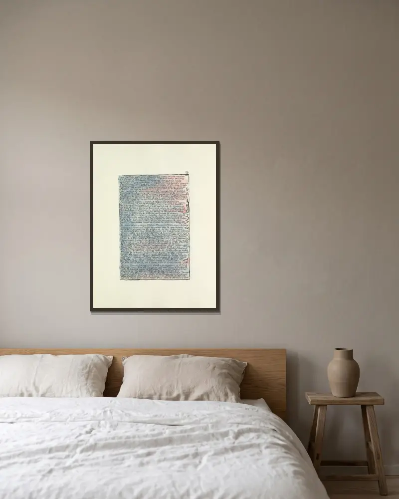 Milton, a poem in 2 books Pl.39 av William Blake inramad på en vägg