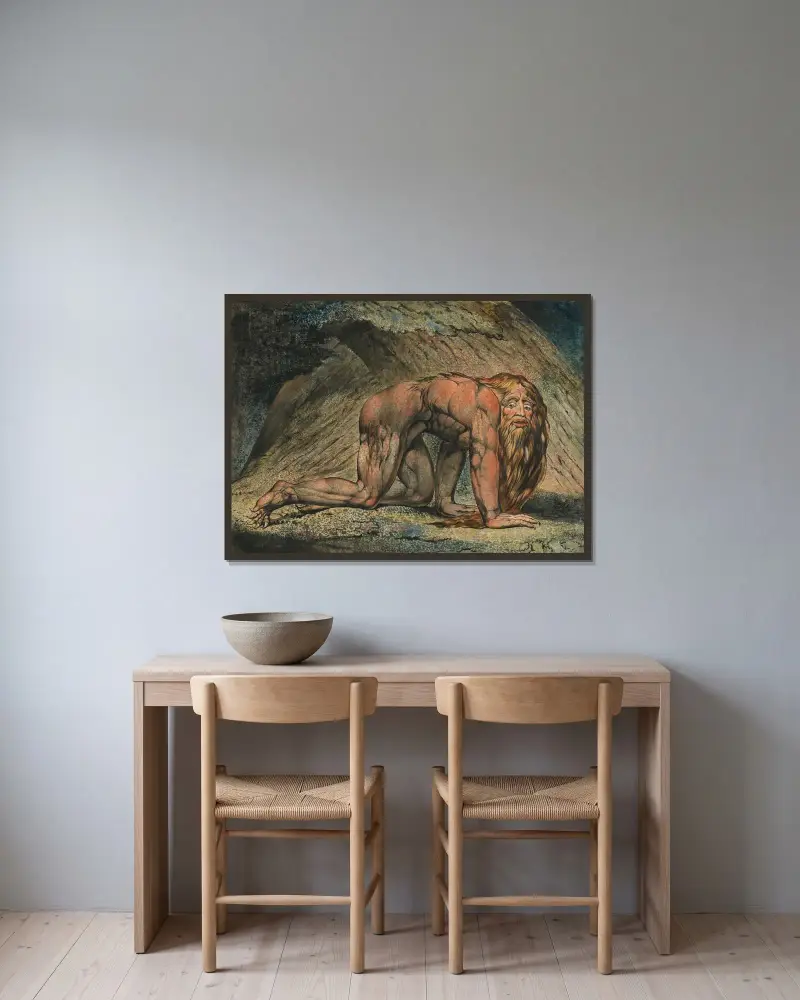 Nebuchadnesar, 1795 – Nr. 2, William Blake v rámu na stěně