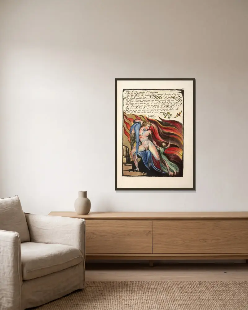 Aus den Höhen geschossen …, 1794 – Nr. 2 von William Blake gerahmt an einer Wand