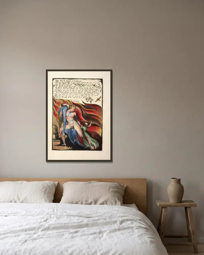 Aus den Höhen geschossen …, 1794 – Nr. 2 von William Blake gerahmt an einer Wand