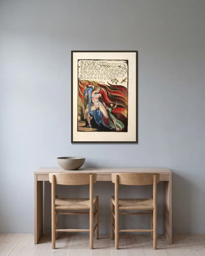 Aus den Höhen geschossen …, 1794 – Nr. 2 von William Blake gerahmt an einer Wand
