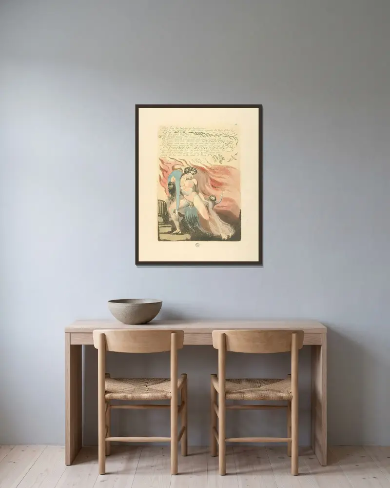 Aus den Höhen geschossen…, 1794 – Nr. 1 von William Blake gerahmt an einer Wand