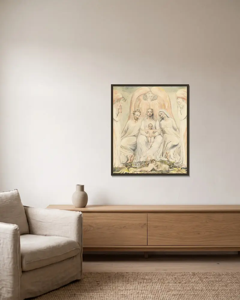 The Holy Family (also known as Christ in the Lap of Truth), 1805 – nr 2 av William Blake inramad på en vägg