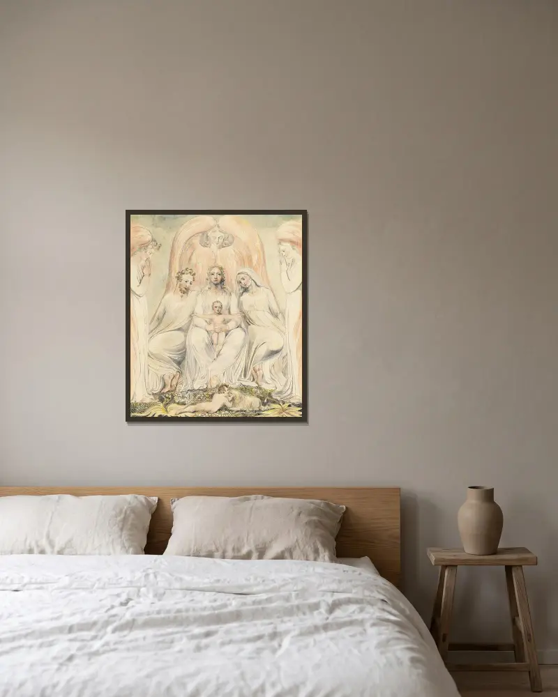 The Holy Family (also known as Christ in the Lap of Truth), 1805 – nr 2 av William Blake inramad på en vägg