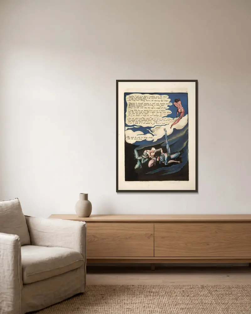 Unwilling I look up … von William Blake gerahmt an einer Wand