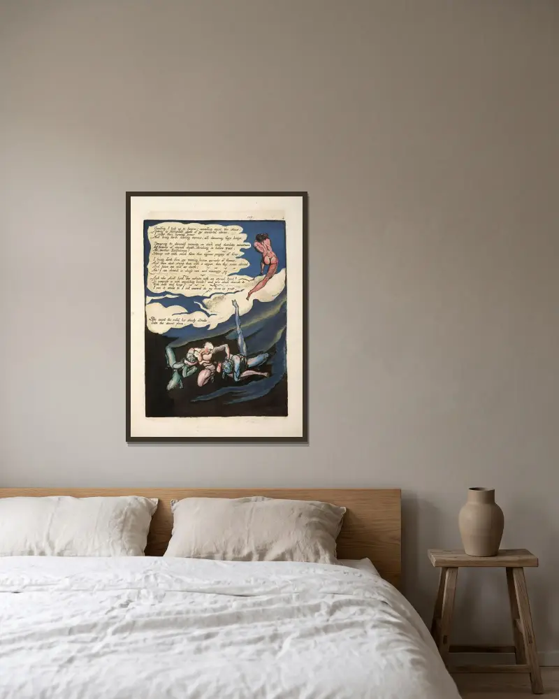 Unwilling I look up … von William Blake gerahmt an einer Wand