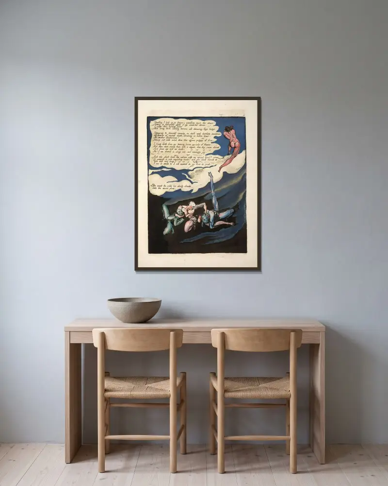 Unwilling I look up … von William Blake gerahmt an einer Wand