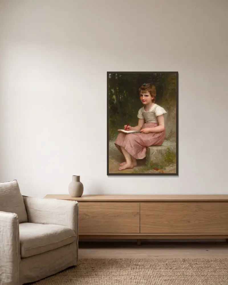 A Calling von William Bouguereau gerahmt an einer Wand