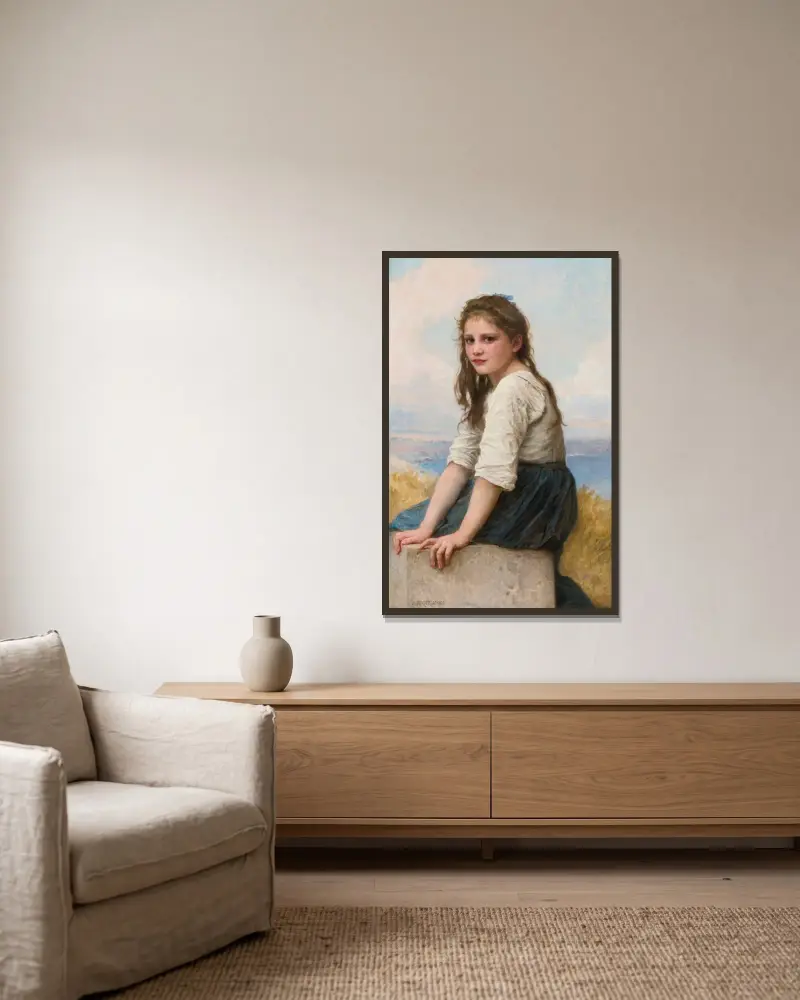 Vid havet av William Bouguereau inramad på en vägg