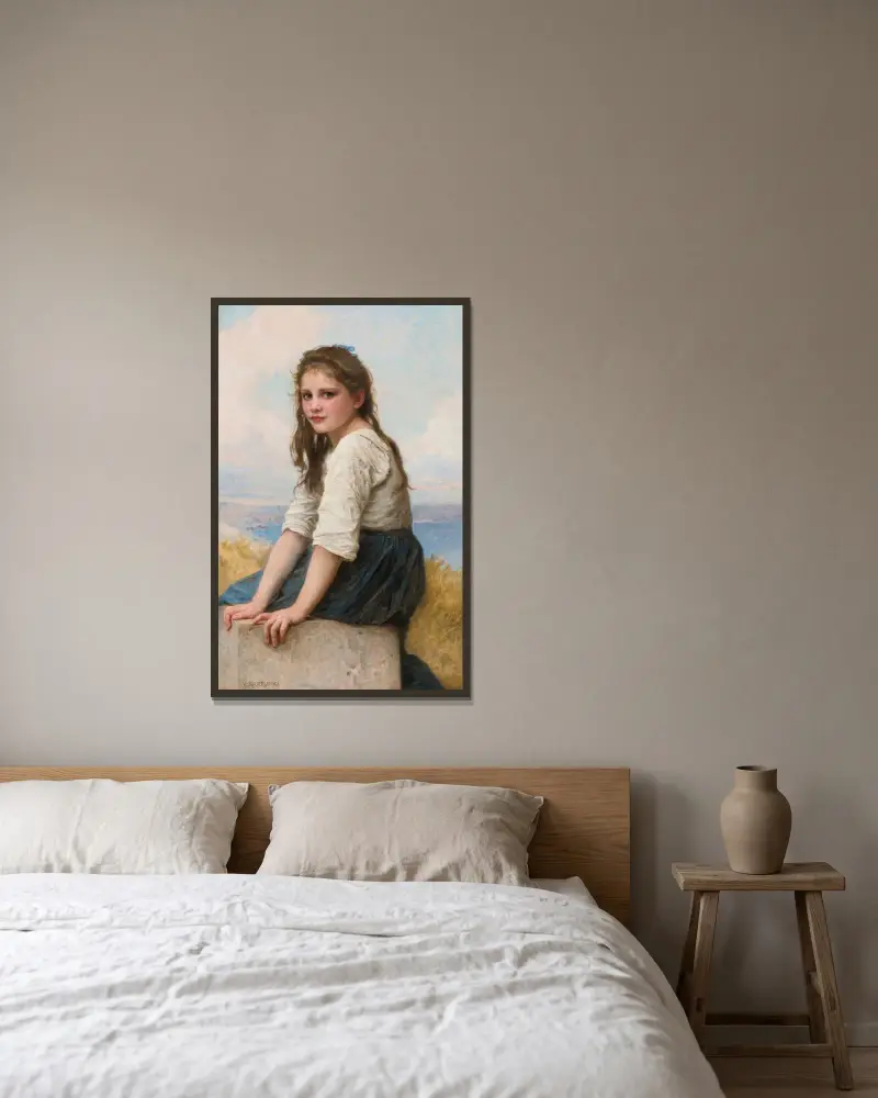 Vid havet av William Bouguereau inramad på en vägg