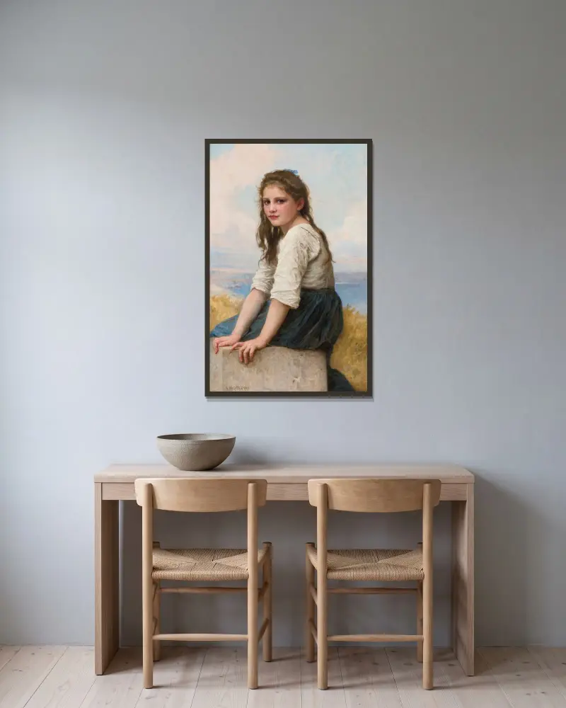 Vid havet av William Bouguereau inramad på en vägg