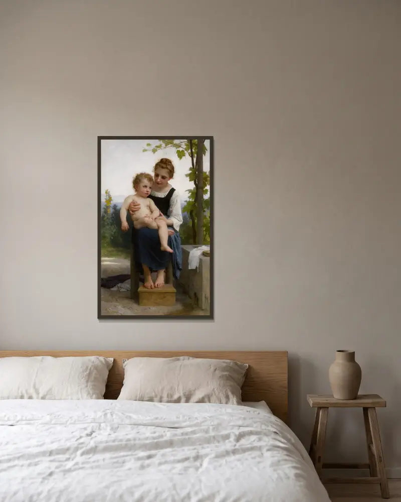 Före badet av William Bouguereau inramad på en vägg