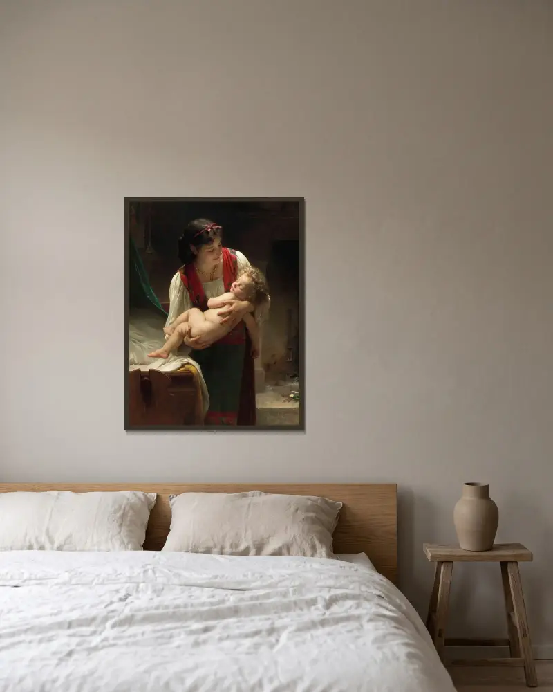 Berceuse (Le coucher), William Bouguereau w ramie na ścianie