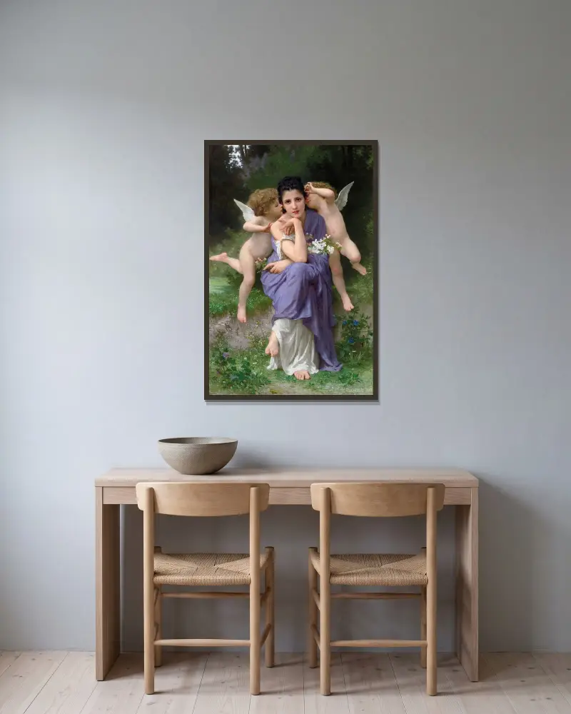 Vårsånger av William Bouguereau inramad på en vägg