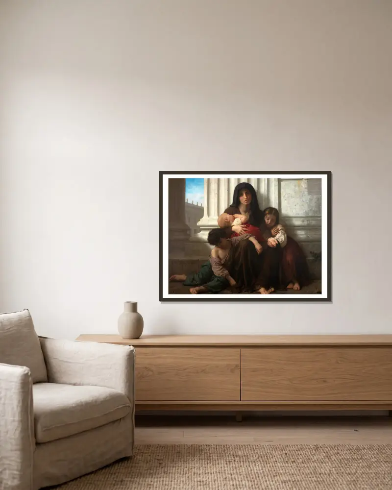 Láska k bližnímu, William Bouguereau v rámu na stěně