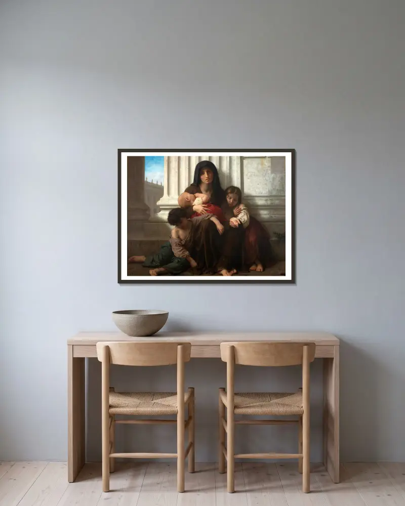 Láska k bližnímu, William Bouguereau v rámu na stěně