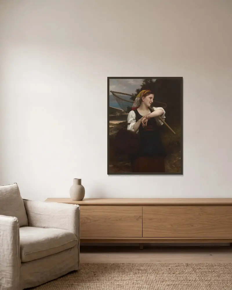 Fiskardottern av William Bouguereau inramad på en vägg