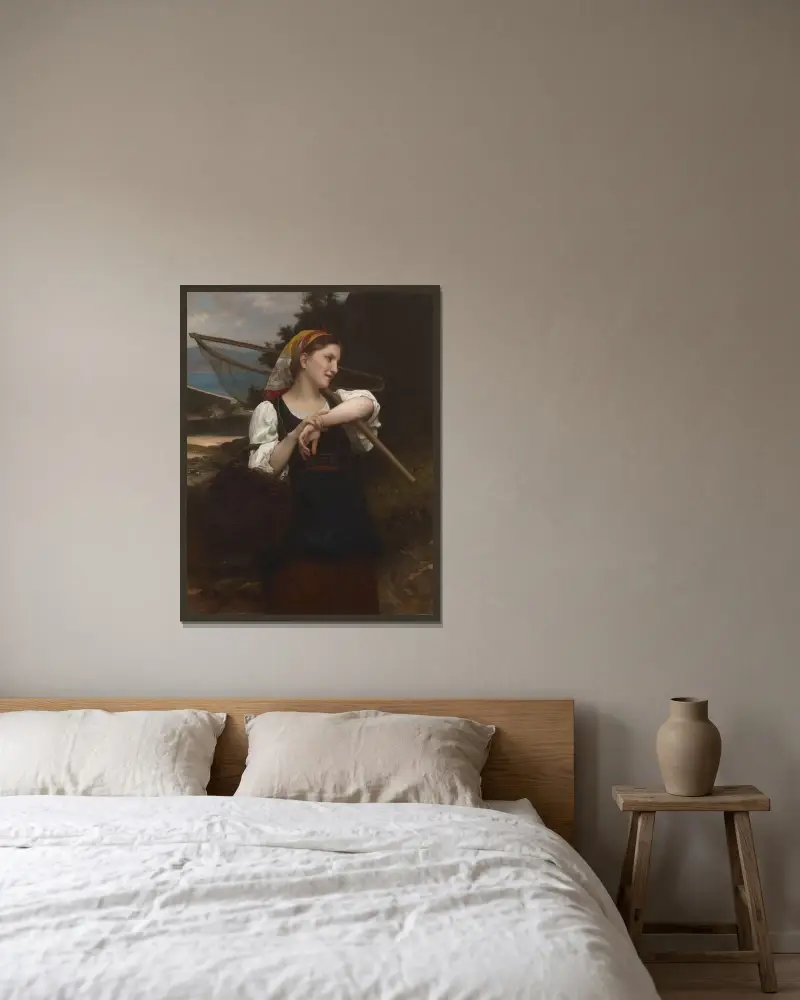Fiskardottern av William Bouguereau inramad på en vägg