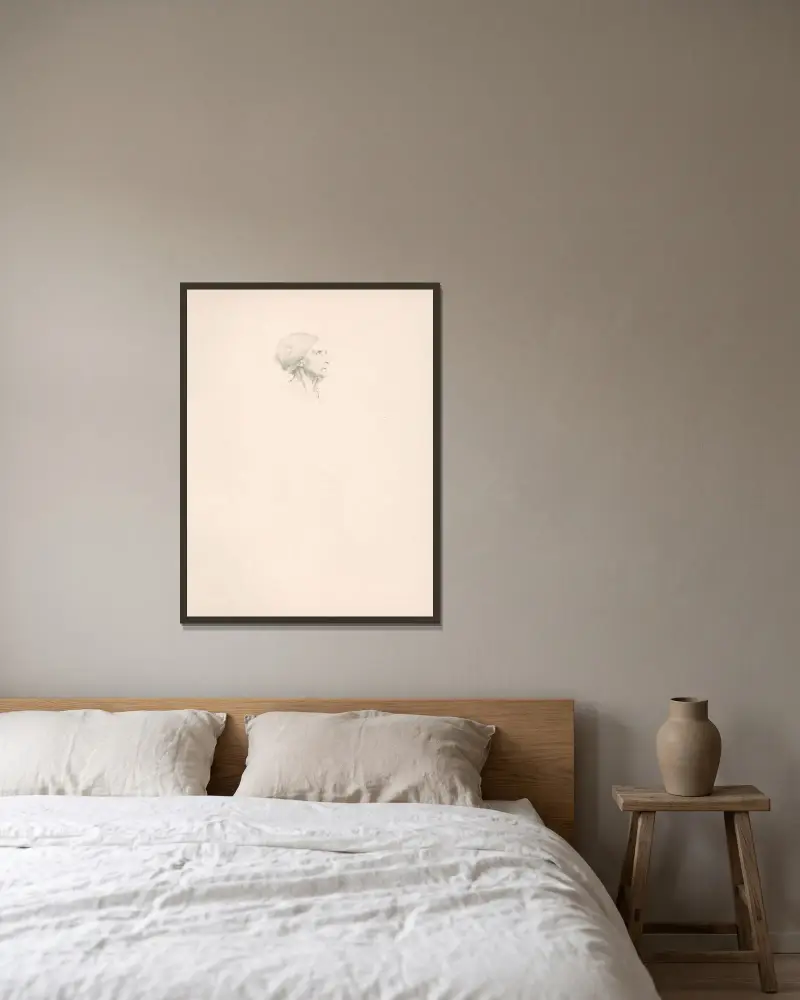 Studie eines alten Frauenkopfes von William Bouguereau gerahmt an einer Wand