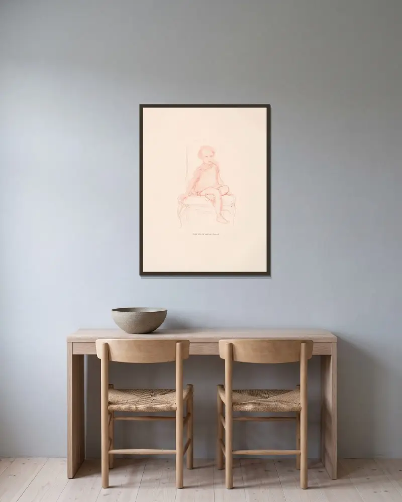 Studie för ett barnporträtt av William Bouguereau inramad på en vägg