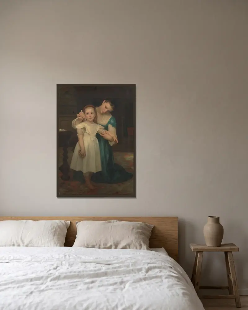 Inomhus av William Bouguereau inramad på en vägg