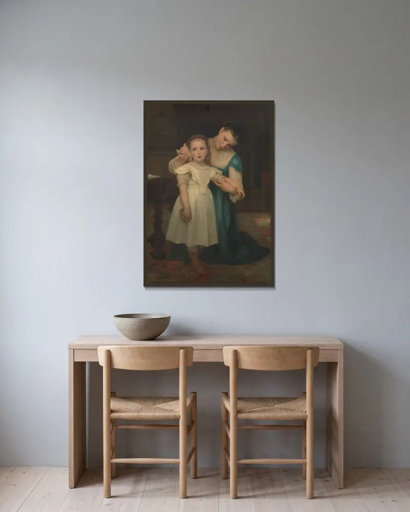 Inomhus av William Bouguereau inramad på en vägg